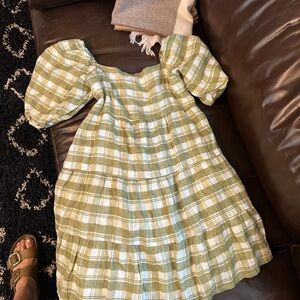 Faithful the Brand Leilani Mini Dress in Green Check Sz 4
